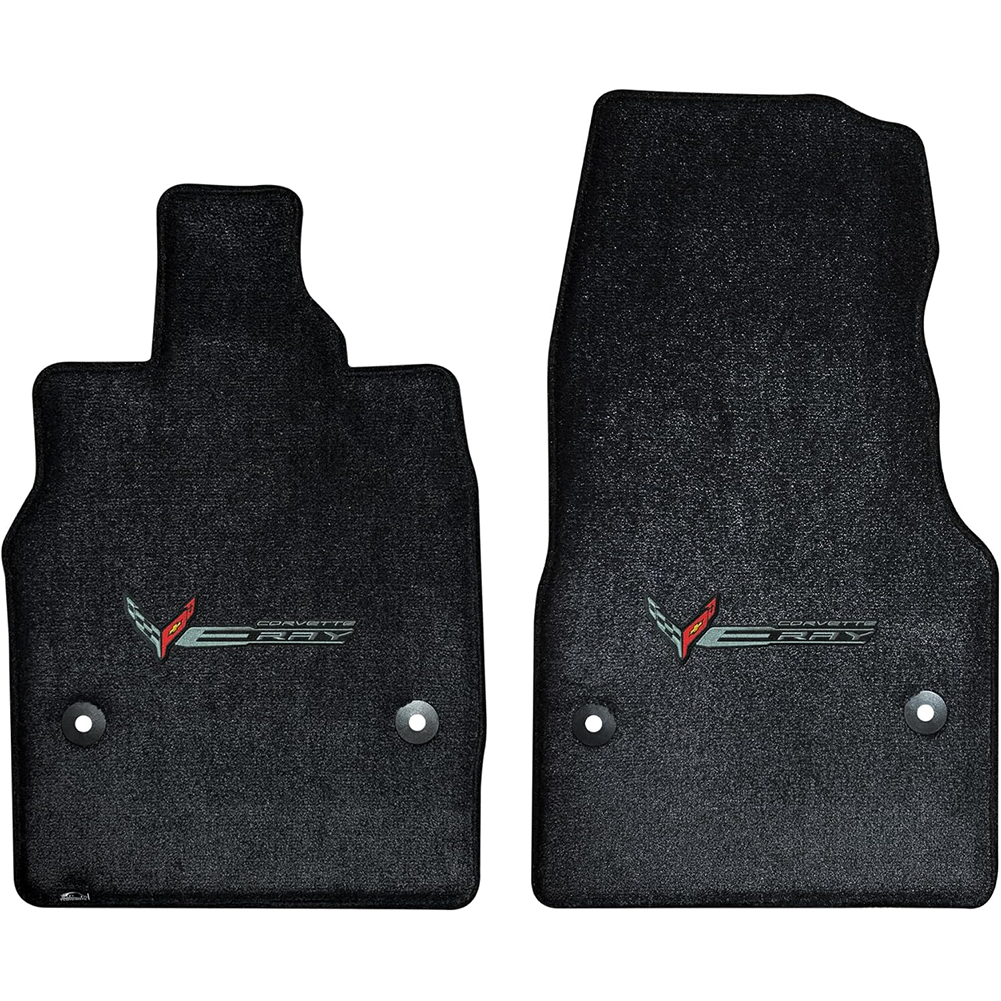 C8 E-Ray Corvette Floor Mats - Lloyds Mats : Flags W/ C8 Script & E-Ray Logo Combo