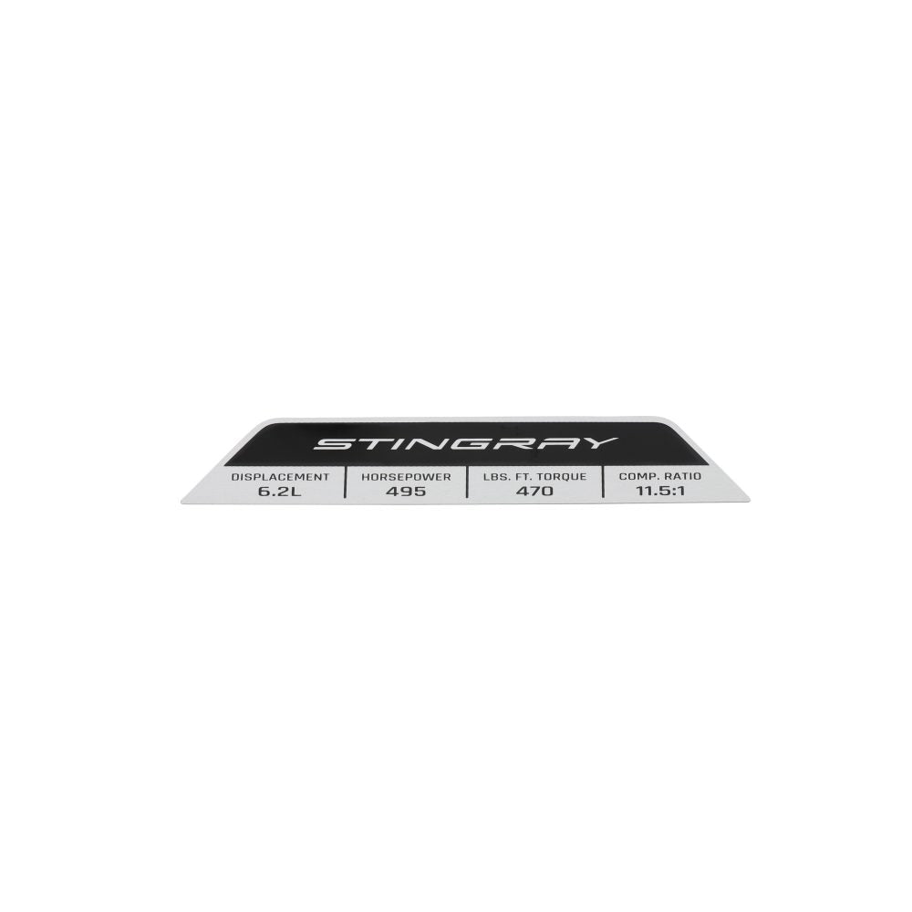 C8 Corvette Engine Specification Plaque : Stingray With NPP Exhaust--2020-2025
