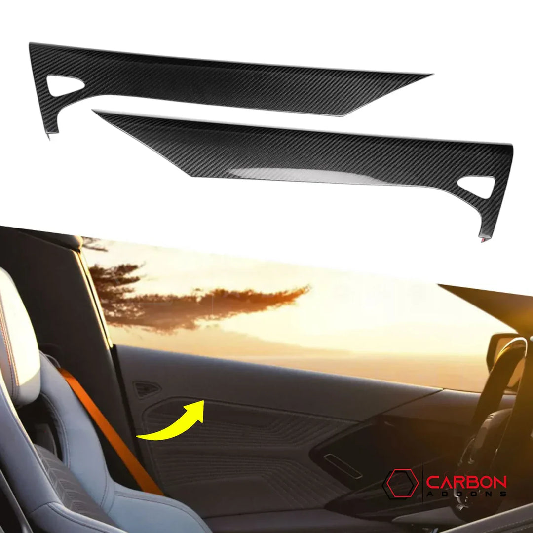 C8 Corvette Real Carbon Fiber Inner Door Upper Panels - 2020-2026 Stingray, Z51, Z06 & E-Ray