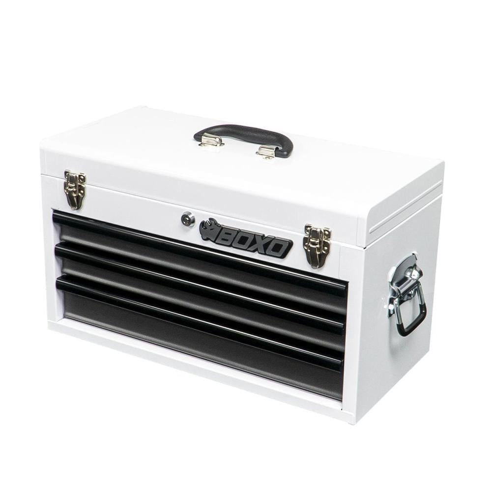 BOXO USA 3-Drawer Hand Carry Tool Box : Gray Drawers - Black Drawer Trim
