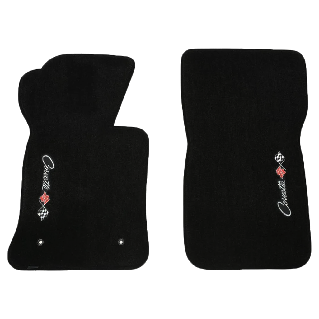 Corvette Lloyds Velourtex Floor Mats - Corvette W/ Flags Sideways Logo : C2 1963-1965