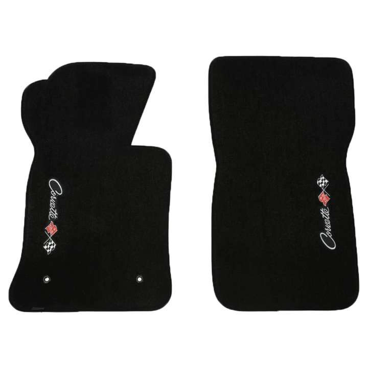 Corvette Lloyds Velourtex Floor Mats - Corvette W/ Flags Sideways Logo : C2 1963-1965