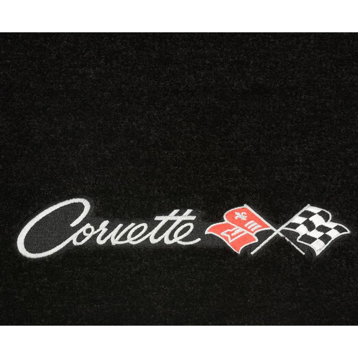 Corvette Lloyds Velourtex Floor Mats - Corvette W/ Flags Sideways Logo : C2 1963-1965