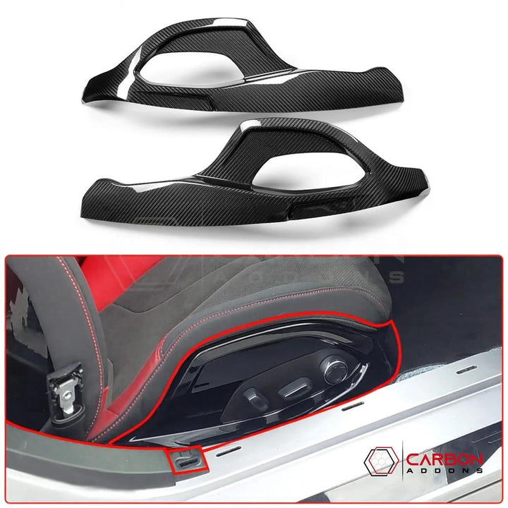 C8 Corvette Z51, Z06 & Stingray | GT2/GT3 Seat Adjustment Button Cover Trim | Real Dry Carbon Fiber
