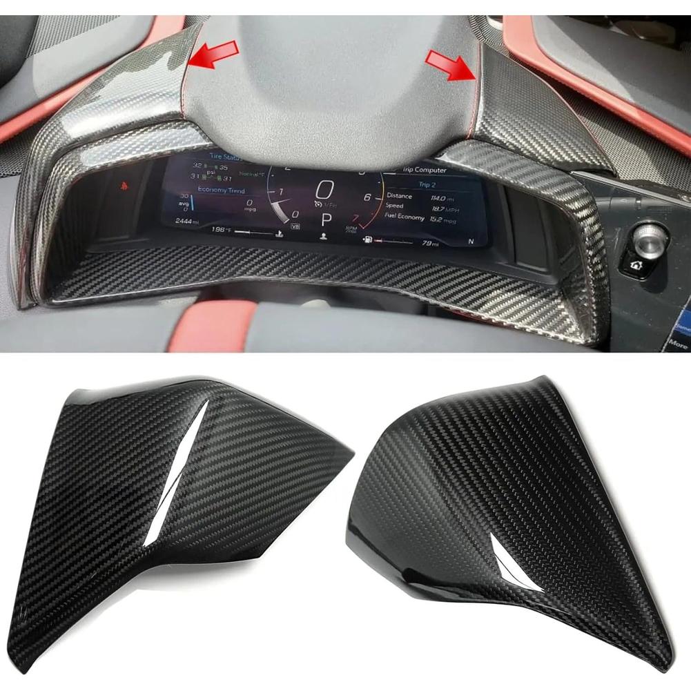 C8 Corvette Gauge Cluster Upper Dashboard HUD Side Carbon Fiber Covers
