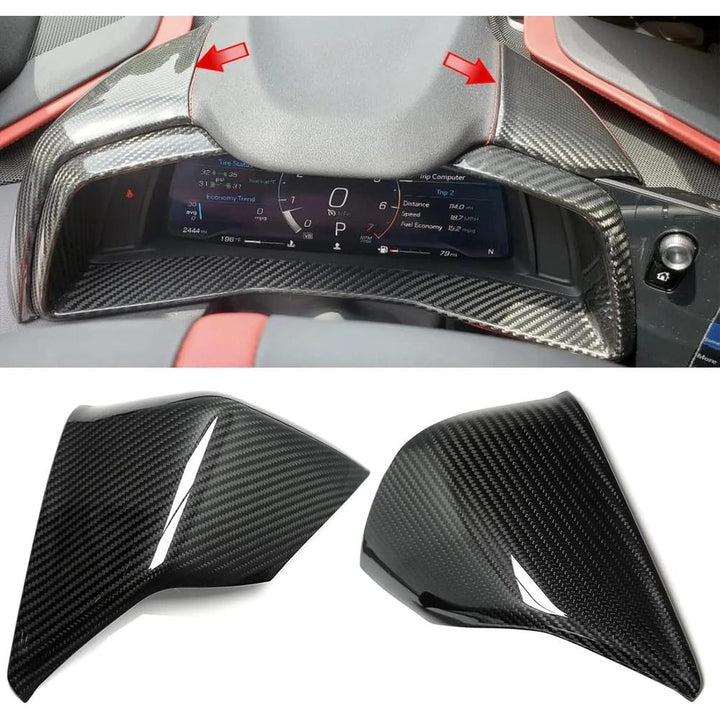 C8 Corvette Gauge Cluster Upper Dashboard HUD Side Carbon Fiber Covers