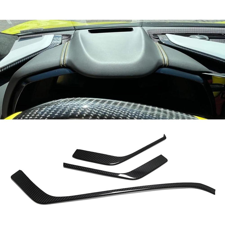C8 Corvette Carbon Fiber 3pcs Upper Dashboard Trim Covers