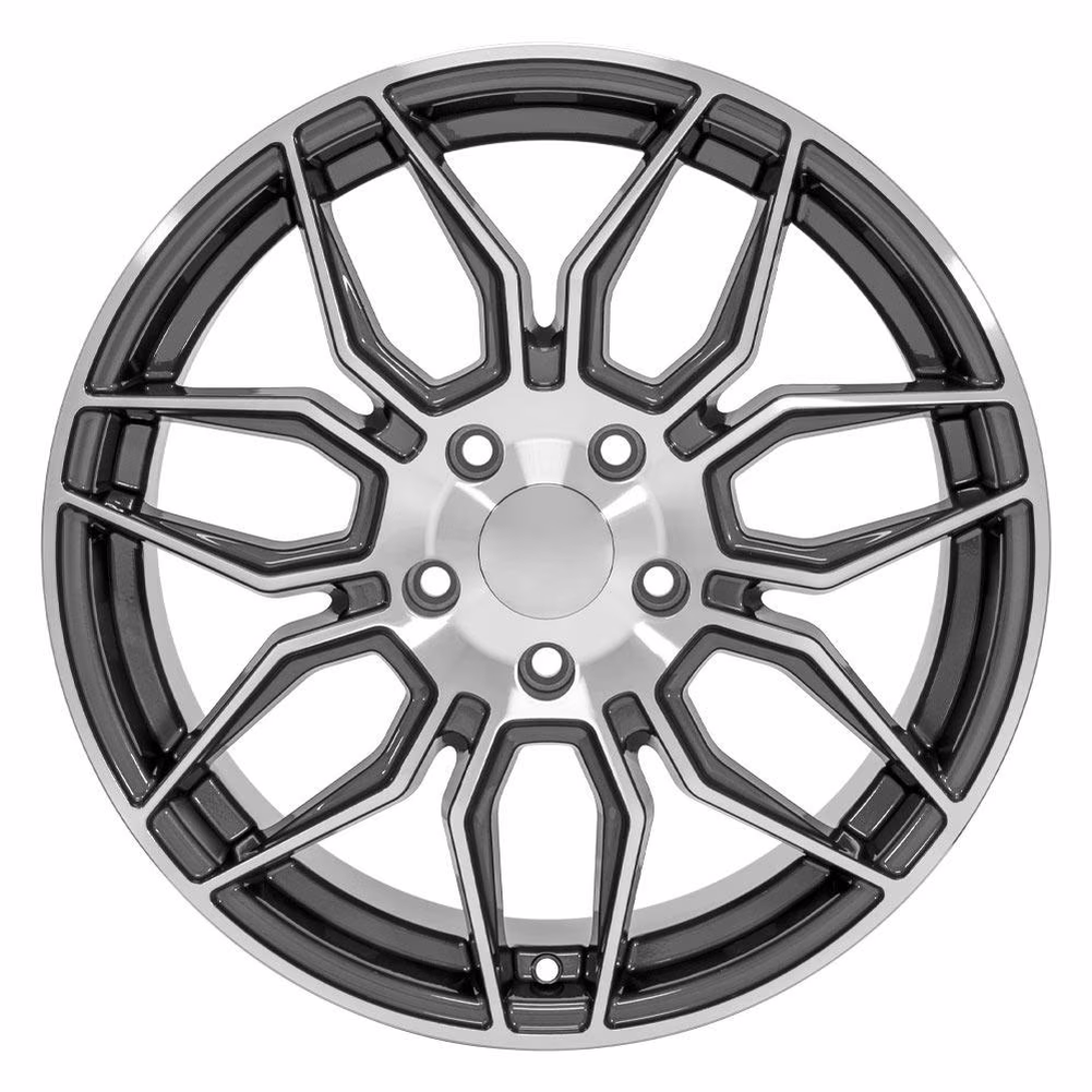 C8 Corvette Z06 Style Reproduction Wheels : Gunmetal With Machined Face