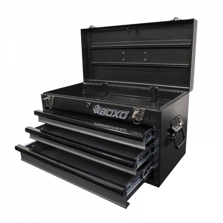 BOXO USA 3-Drawer Hand Carry Tool Box : Gray Drawers - Black Drawer Trim