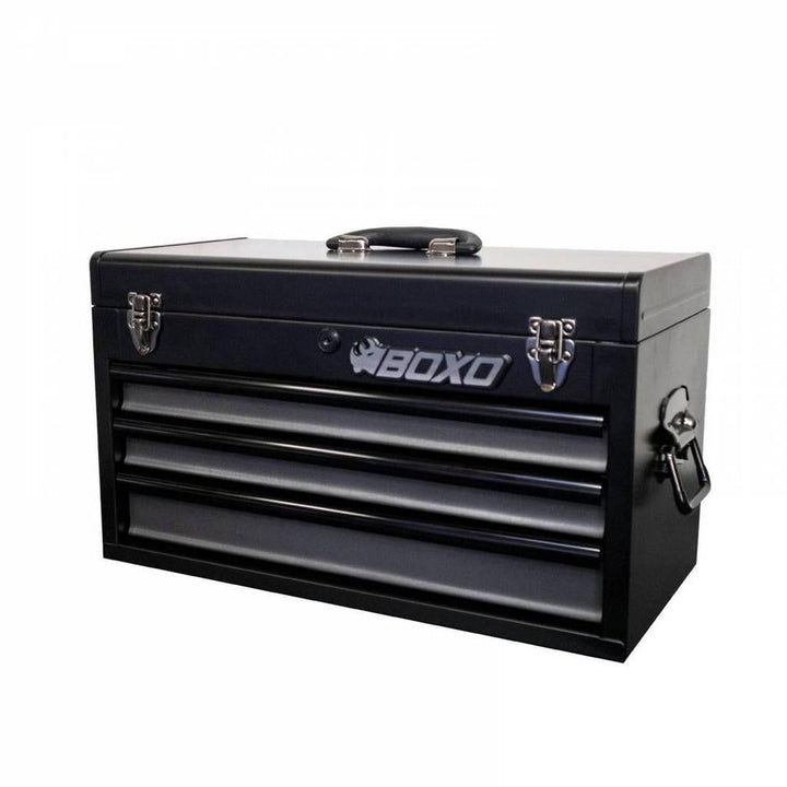 BOXO USA 3-Drawer Hand Carry Tool Box : Gray Drawers - Black Drawer Trim