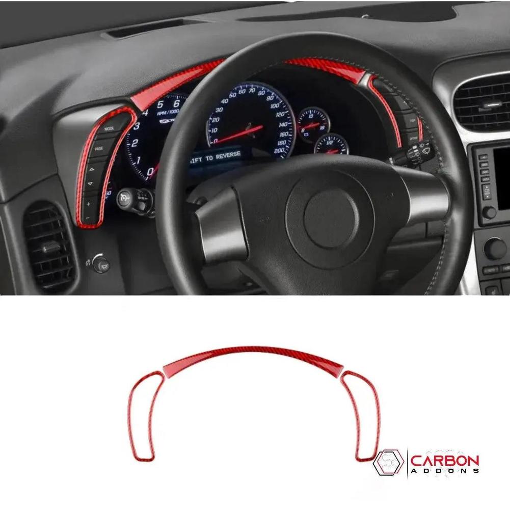 [3pcs] Real Carbon Fiber Gauge Cluster Surround Trim Overlay | C6 2005-2013 Corvette
