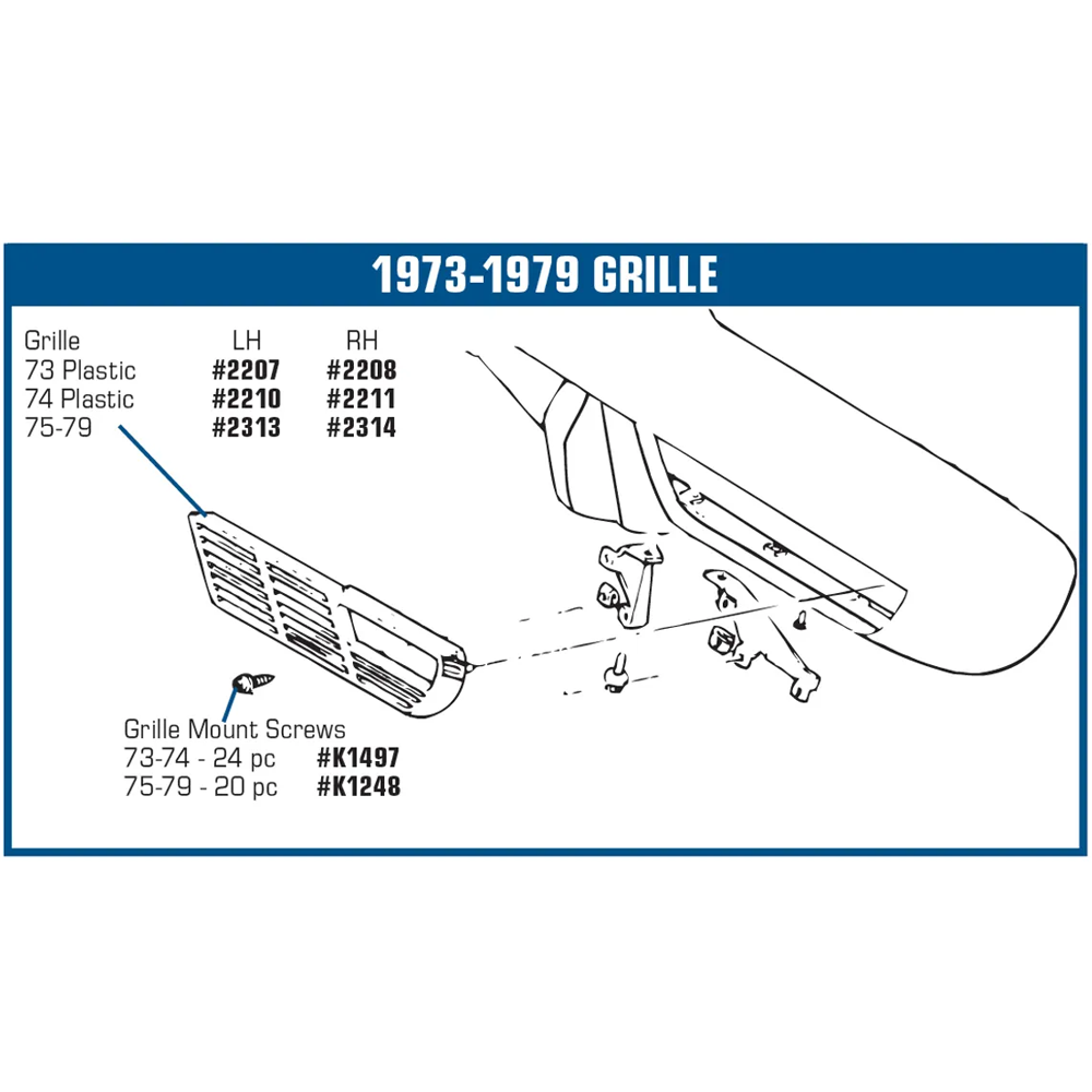 1975-1979 Corvette C3 Grille Mount Screw Set - 20Pc Set
