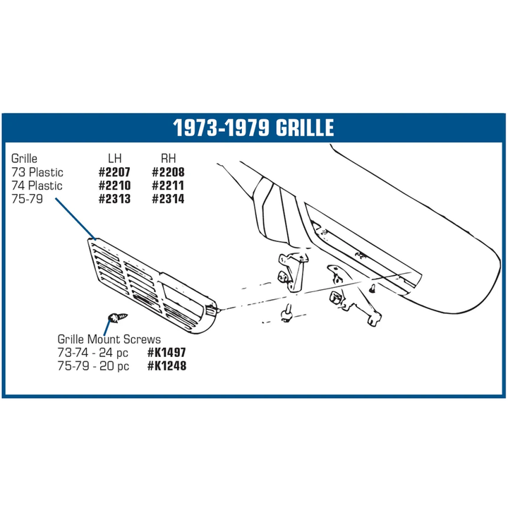 1975-1979 Corvette C3 Grille Mount Screw Set - 20Pc Set
