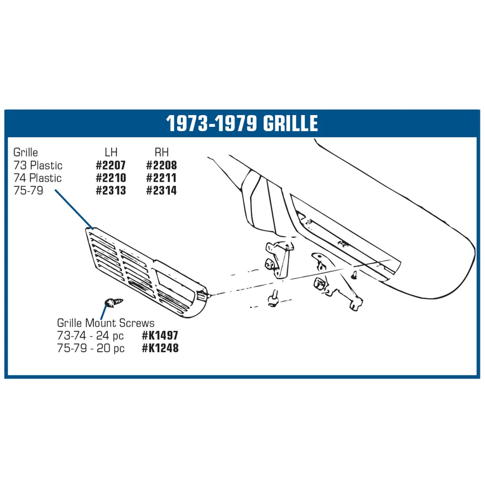 1973-1974 Corvette C3 Grille Screw Kit - Front