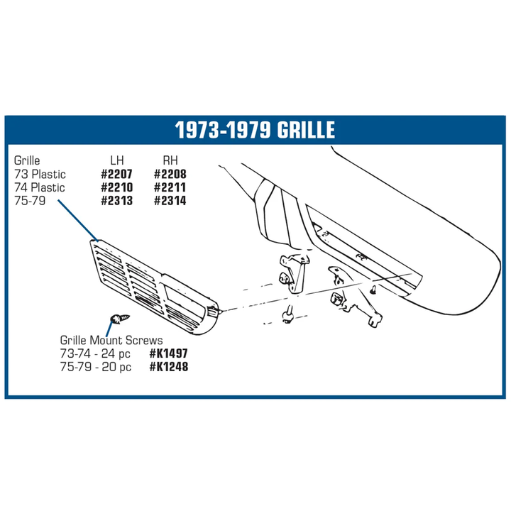 1973-1974 Corvette C3 Grille Screw Kit - Front