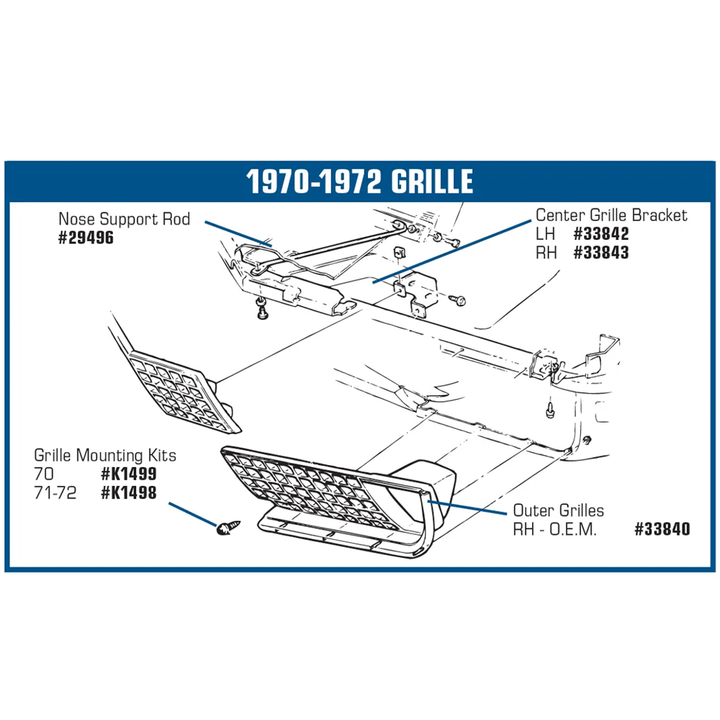 1970 Corvette C3 Grille Attaching Kit - Front