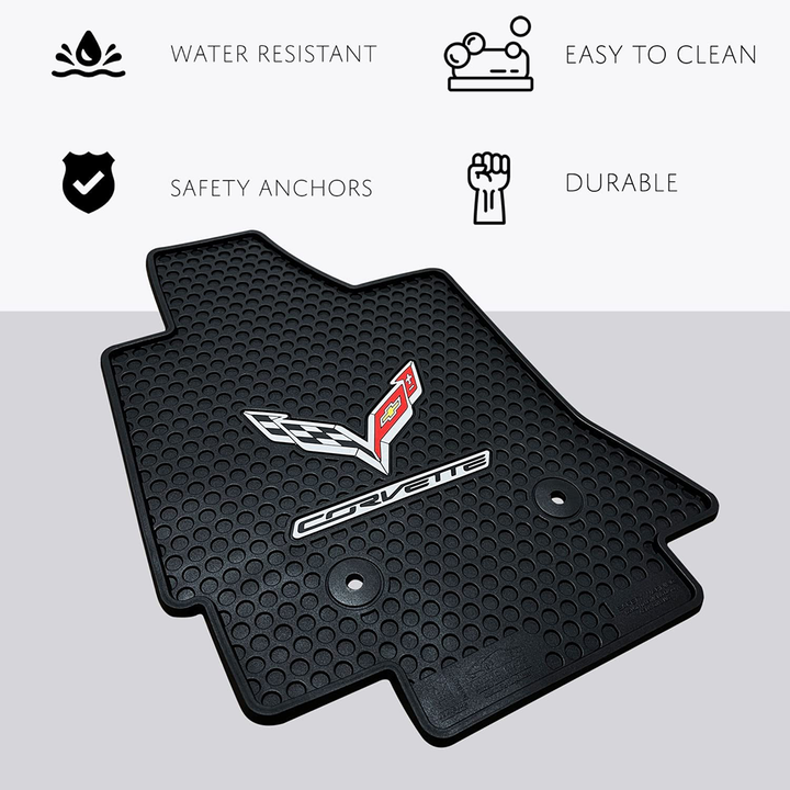 C7 Corvette Lloyd's Signature Rubber/All Weather Floor Mats - Black : C7 2014-2019