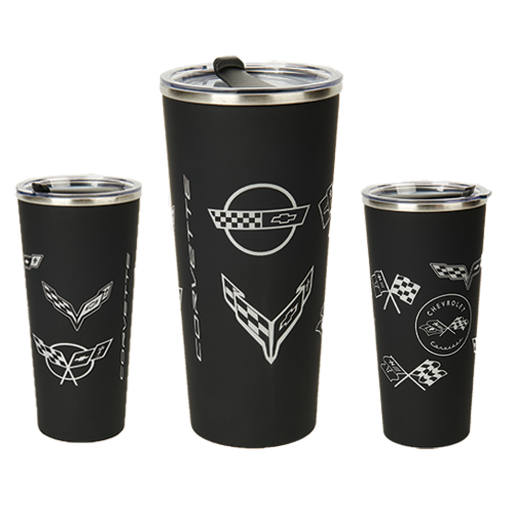 Corvette Generations Stainless Steel Tumbler : Black