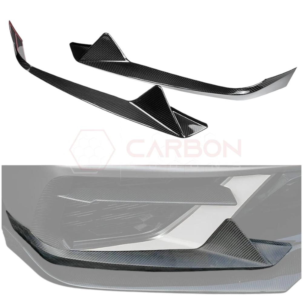 C8 Corvette Carbon Fiber Front Bumper Lower Side Bellow Grill Trims ...