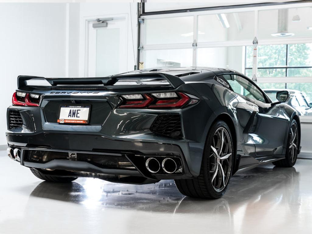 AWE Tuning 2020-2025 Chevrolet Corvette C8 Track Edition Exhaust with Quad Chrome Silver Tips