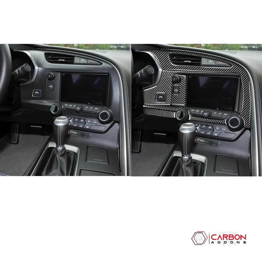 C7 Corvette 2014-2019 Carbon Fiber Multimedia Dash Trim Overlay