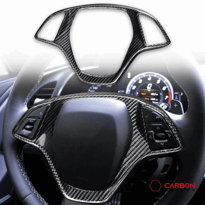 C7 Corvette 2014-2019 Carbon Fiber Steering Wheel Button Trim Cover