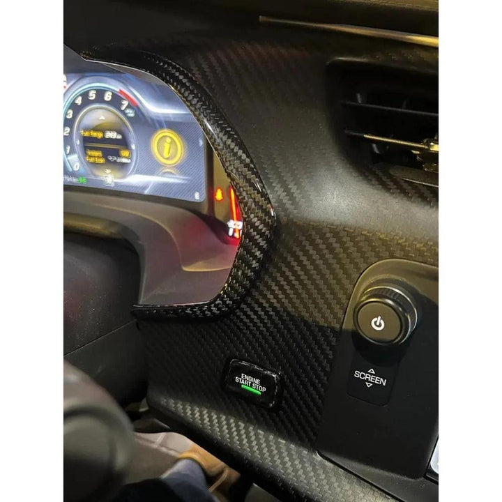 C7 Corvette 2014–2019 Carbon Fiber Gauge Bezel Chrome Delete Cover