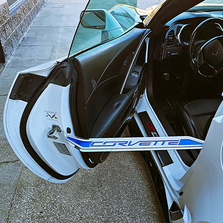 Corvette Door Prop Polished/Brushed Stainless Corvette w/ Choice of Carbon Fiber Inlay - 2014-2019 C7