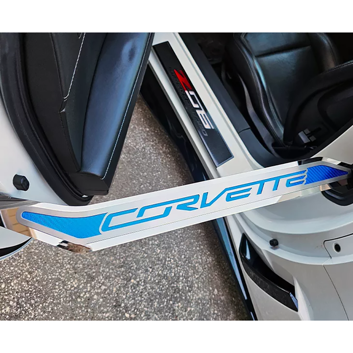 Corvette Door Prop Polished/Brushed Stainless Corvette w/ Choice of Carbon Fiber Inlay - 2014-2019 C7