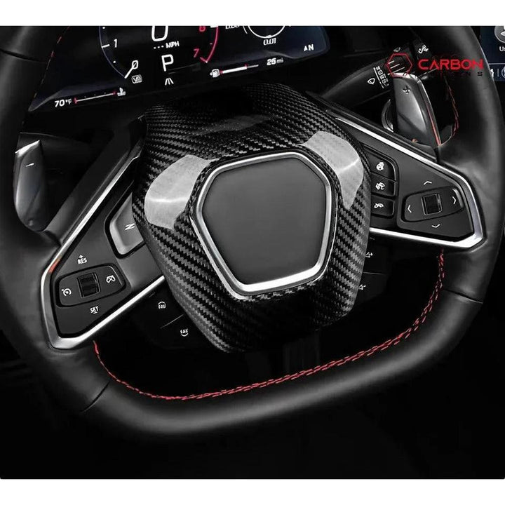 C8 2020+ Corvette Steering Wheel Carbon Fiber Airbag Cover