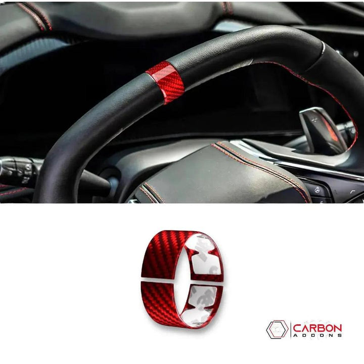 C8 2020+ Corvette Steering Wheel Racing Stripe Carbon Fiber Covers