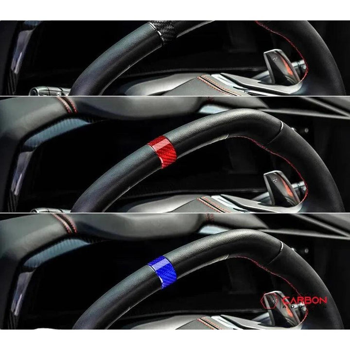C8 2020+ Corvette Steering Wheel Racing Stripe Carbon Fiber Covers