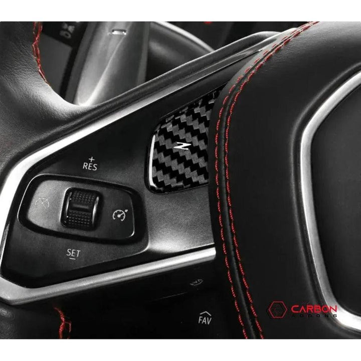 C8 Corvette Carbon Fiber Heated and Non Heated Steering Wheel Button Covers