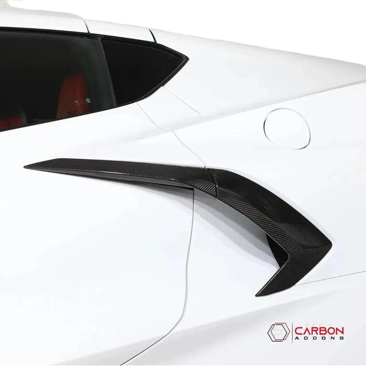 C8 Corvette Exterior Side Scoop Boomerang Trim Carbon Fiber Cover Set