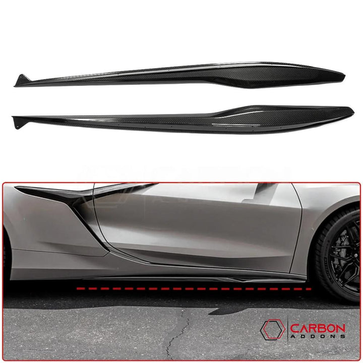 C8 Corvette Z06 & E-Ray DRY Carbon Fiber Side Skirts | 2023–2024 Real Dry Carbon OEM Fit