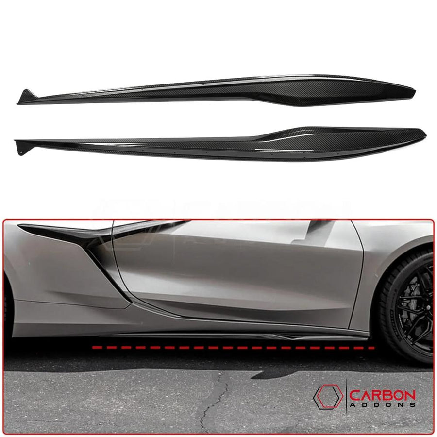 C8 Corvette Z06 & E-Ray DRY Carbon Fiber Side Skirts | 2023–2024 Real Dry Carbon OEM Fit