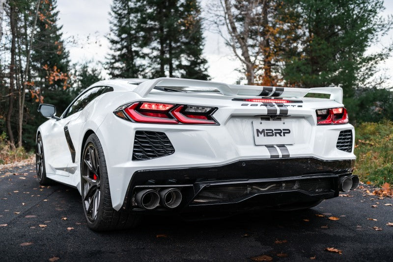 MBRP S70423CF Armor Pro Series 3-inch Cat Back Exhaust System with Carbon Fiber Tips for Chevrolet Corvette C8 (2020-2025)