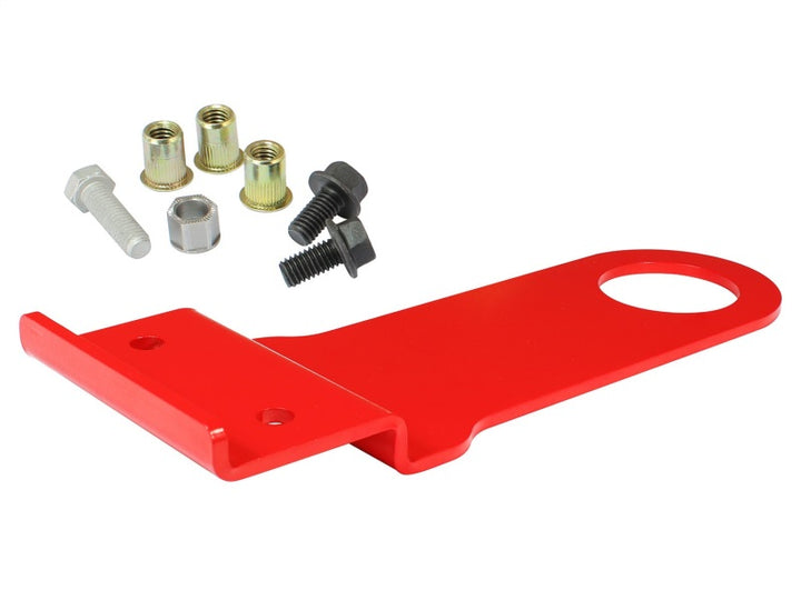 aFe Control Front Tow Hook for Chevrolet Corvette C6 2005-2013 – Red Powder Coat, Laser Cut Steel