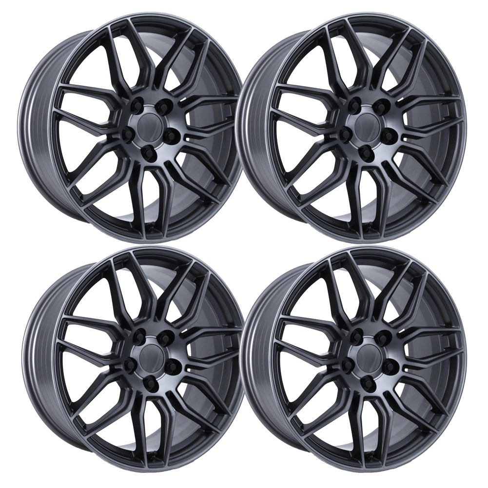 C8 Corvette Z06 Style Flow Formed Reproduction Wheels (Set) : Titanium Grey W/ Dark Clear Coat