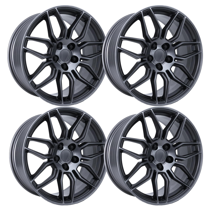 C8 Corvette Z06 Style Flow Formed Reproduction Wheels (Set) : Titanium Grey W/ Dark Clear Coat