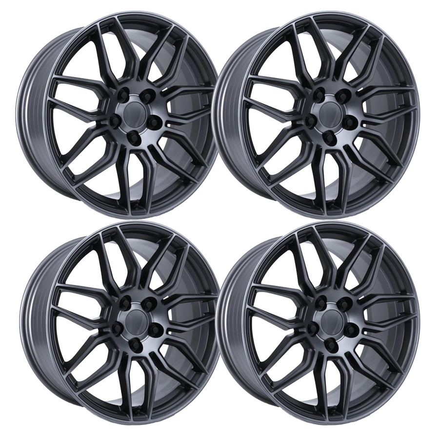 C8 Corvette Z06 Style Flow Formed Reproduction Wheels (Set) : Titanium Grey W/ Dark Clear Coat