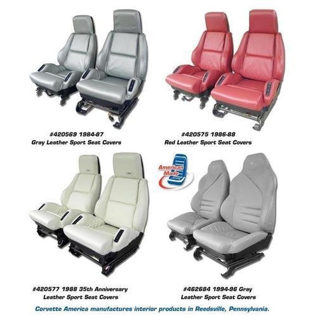 Corvette Leather Seat Covers. Graphite Sport: 1984-1987