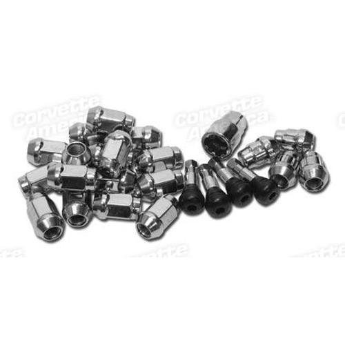 Corvette Chrome Wheel Lugnuts, Locks, & Valve Stems Kit: 1984-1996
