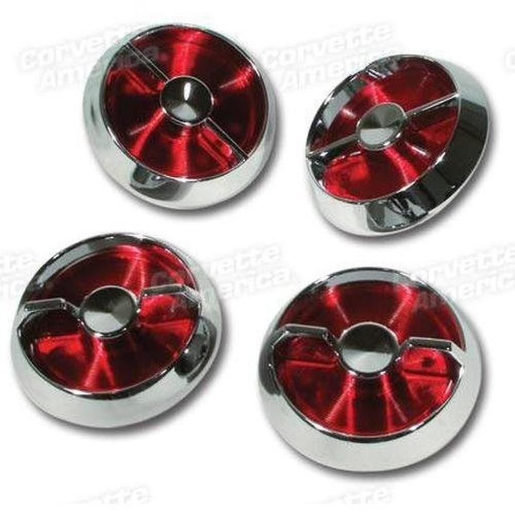 Corvette Door Lock Knobs & Reflectors. 4 Piece Set: 1963-1964
