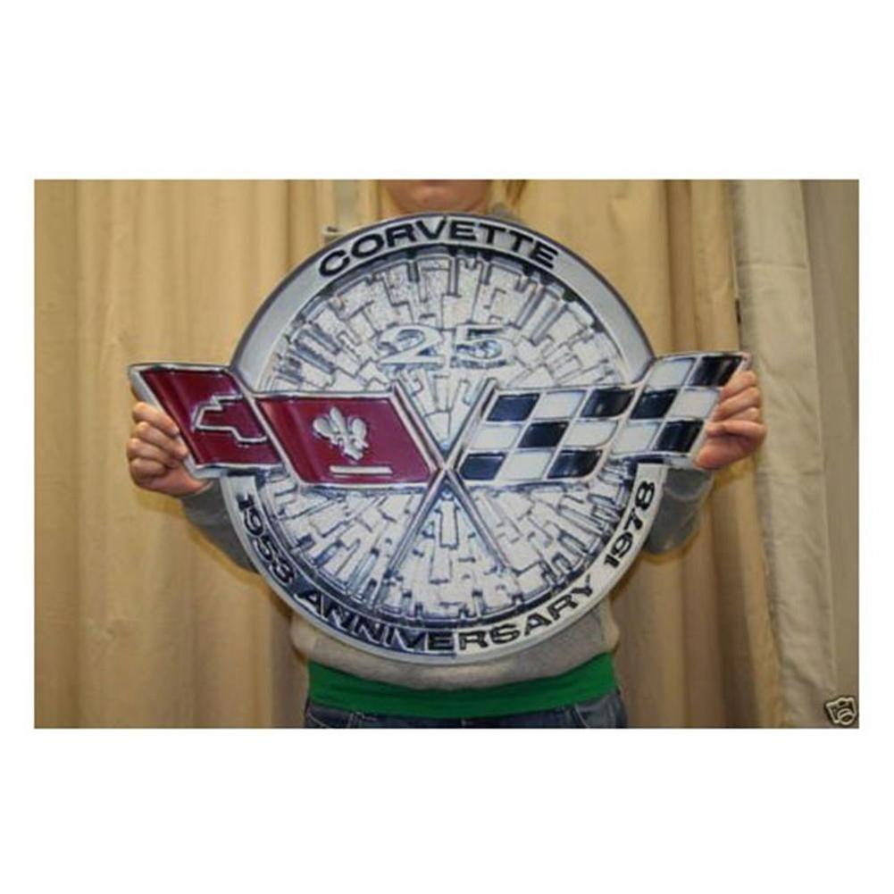 Corvette 25th Anniversary Metal Wall Sign - 25" x 18"