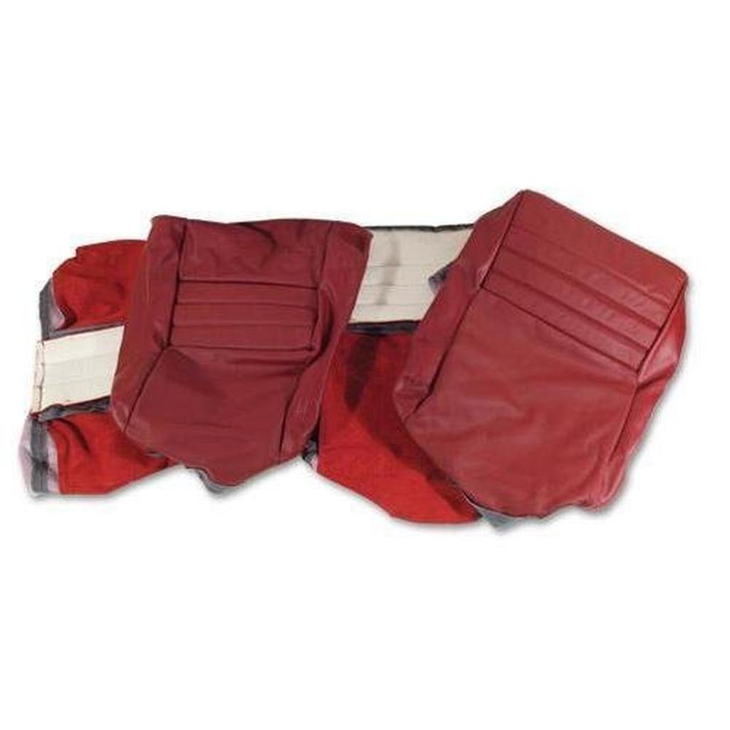 Corvette Leather Seat Covers. Red Leather/Vinyl Original 2--Bolster: 1982