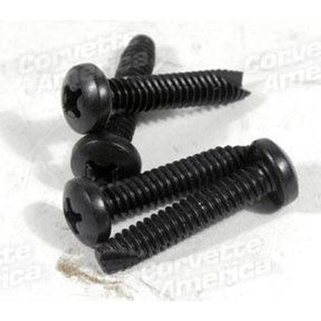 Corvette Door Pull Screw Set. Black 4 Piece: 1965-1977