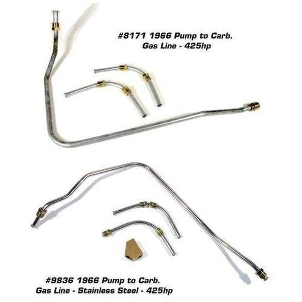 Corvette Gas Line. Pump To Carburetor 300HP TBW Chrome: 1966
