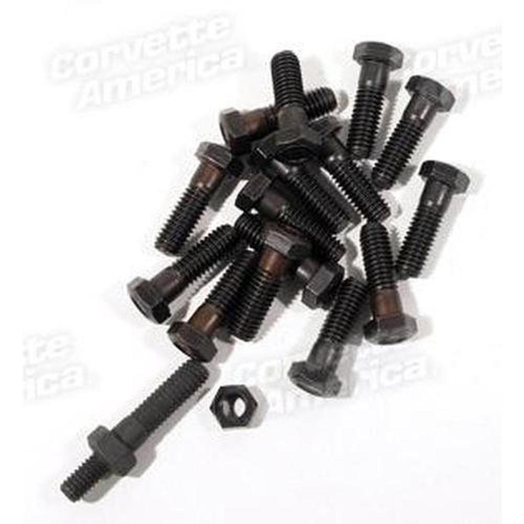 Corvette Exhaust Manifold Bolt Set. Big Block W/Power Steering: 1965-1974