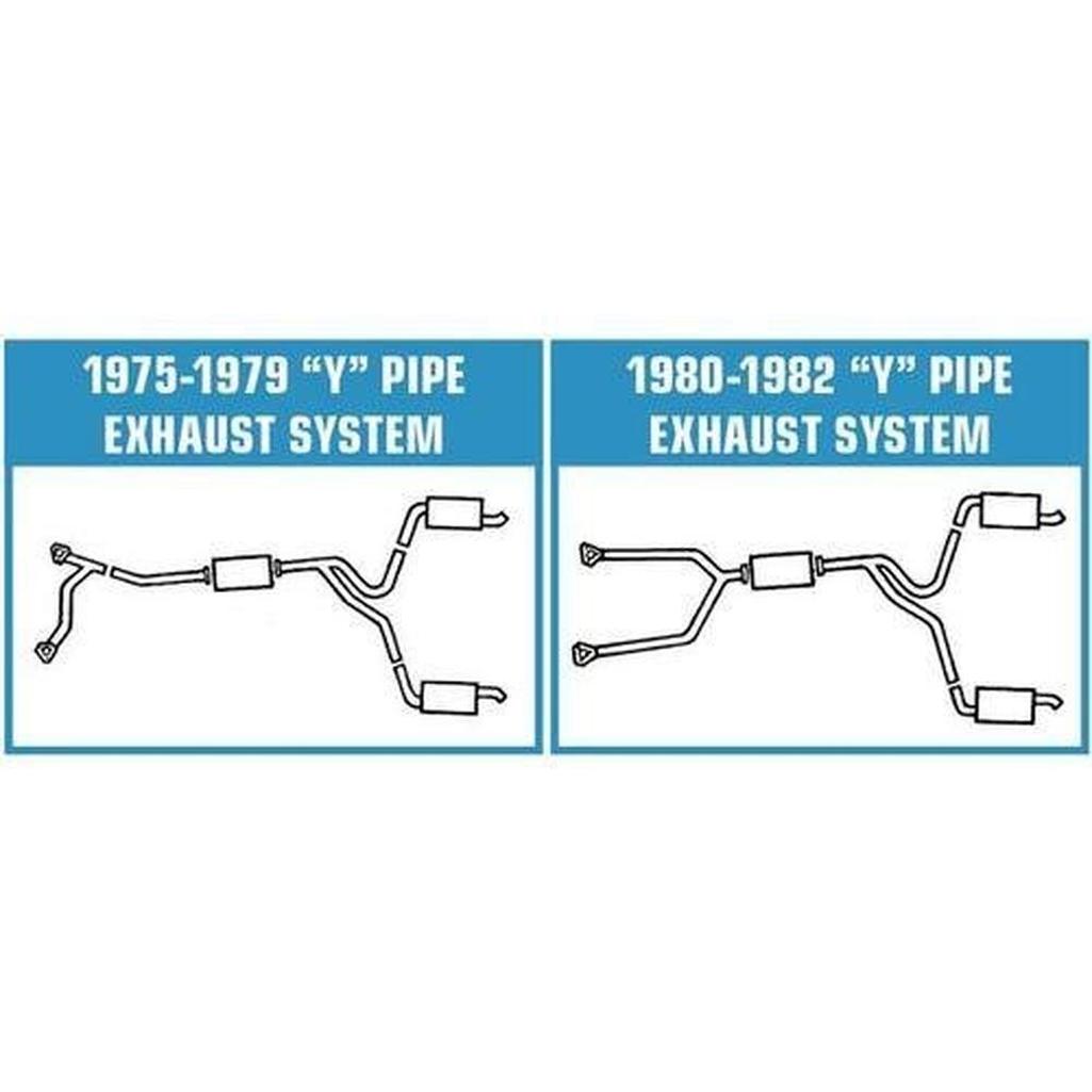 Corvette Exhaust System. W/O A.I.R. - Low Profile Mufflers: 1975-1976